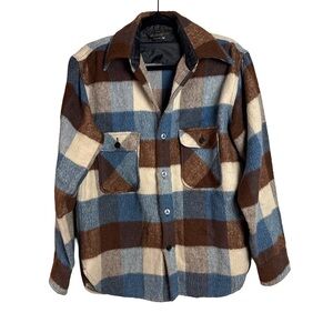 Vintage 1970s JCPenney MG Wool Plaid Jacket | Blanket Flannel Shacket